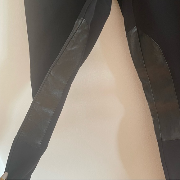 Theory Lamb Leather Trim Black Ponte Riding Leggings Pant - Picture 5 of 14